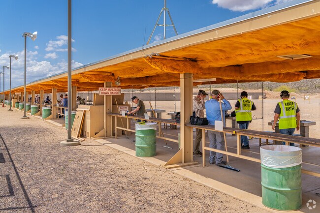 The shaded shooting stations at Ben Avery Shooting Facility offer a safe and comfortable environment for firearms enthusiasts practicing in North Gateway.