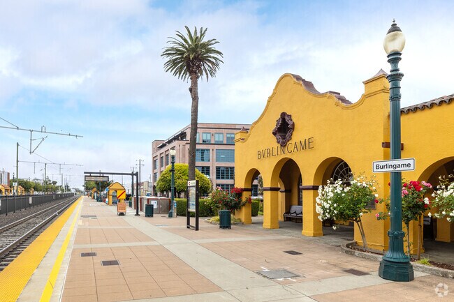 The Caltrain Station in Downtown Burlingame.