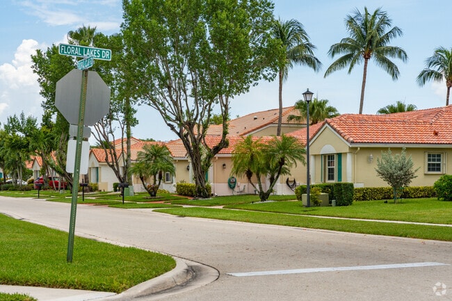 The Floral Lakes homes can be recognized by their terracotta roofs and Spanish architecture.