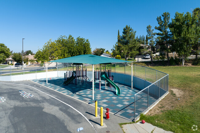 Shaded play area located at the back of Orange Elementary School in Corona, Ca.