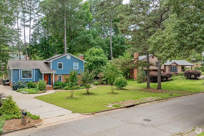 Split-level homes are common in the Avent West neighborhood.
