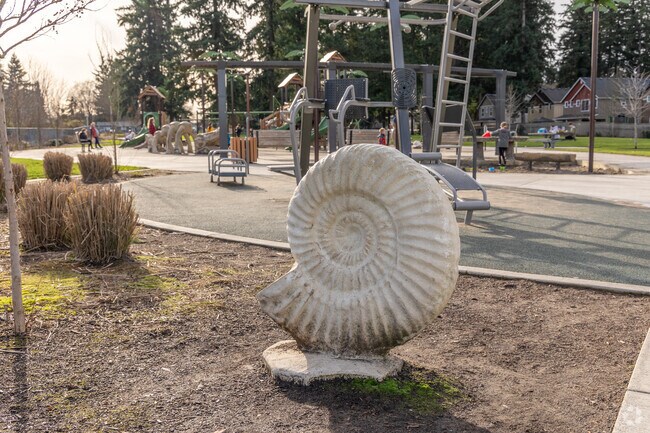Image’s Nikkei Park features a fossil-themed sculpture for fun and discovery.