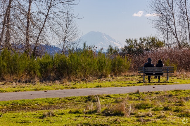 Certain spots in Magnuson Park offer stunning views of Mount Rainier.
