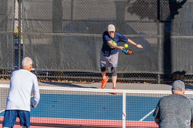 Residents of Fairway Estates can enjoy pickleball at Kickingbird course nearby.