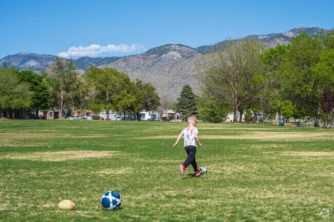 Kids enjoy playing soccer at Snow Park which is within walking distance for most in Indian Moon.
