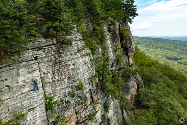 Rock climbers regularly come to the Mohonk Preserve to scale the cliffs of the Shawangunk range.