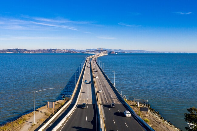Point Richmond in Richmond, CA, is home to the iconic Richmond Bridge spanning the bay.