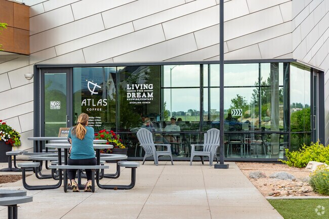 The Sterling Center in Sterling Ranch is home to a coffee shop, brewery, and an urgent care facility.