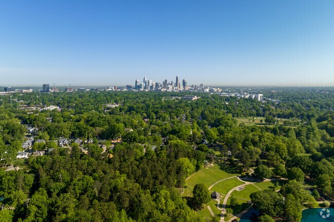 Uptown is visible just a few miles away from Freedom Park.