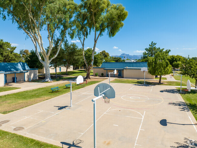 Stevenson Elementary School basketball courts are where students practice teamwork.