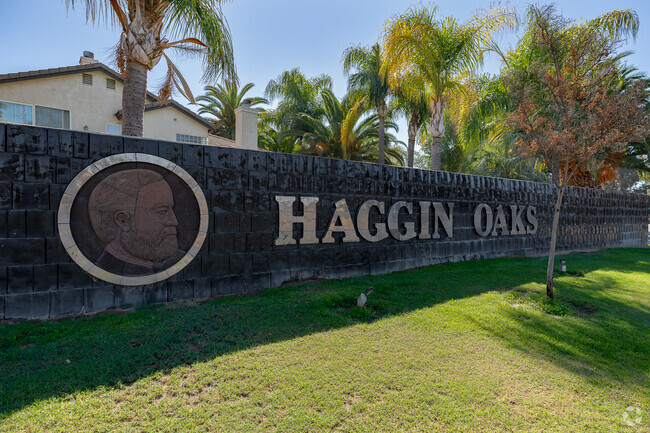 As you enter the Haggin Oaks neighborhood, the sign offers a warm welcome to residents.