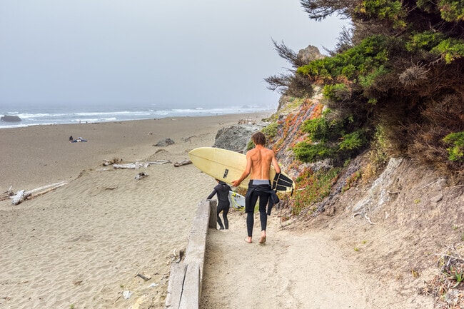 Surfers enjoy the North Salmon Creek Beach in Bodega Bay.
