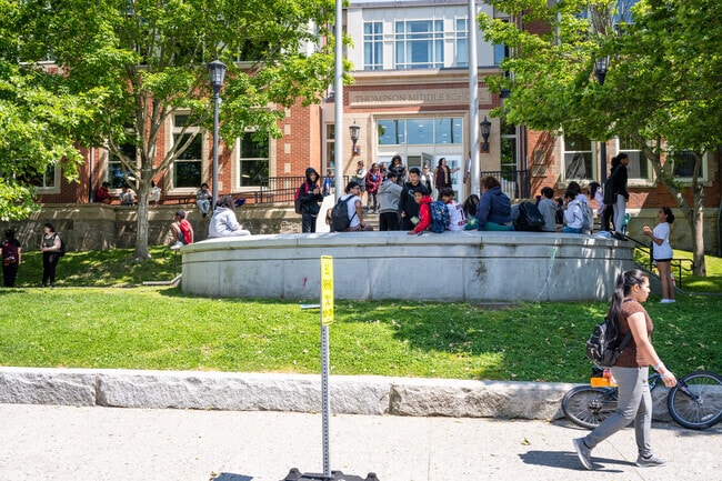 Students of Thompson Middle School are gathered, enjoying their time after school in Newport.