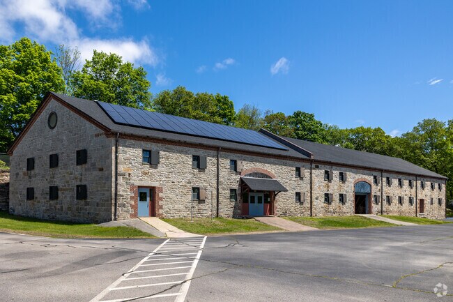 Old mill buildings can be found scattered around Blackstone, dating to the community's industrial past.