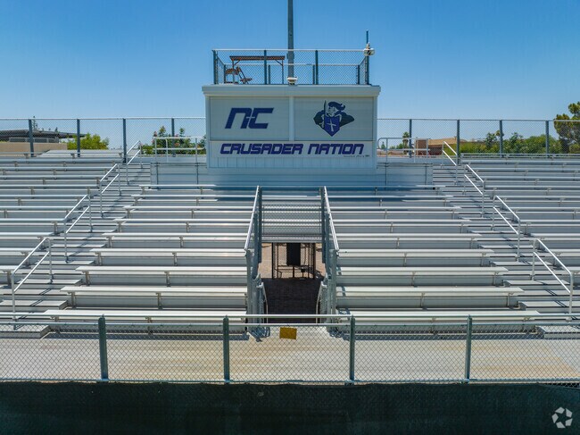 Northwest Christian School has bleachers for the sports field.