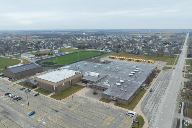 A view of the Manteno High School buildings from the street.