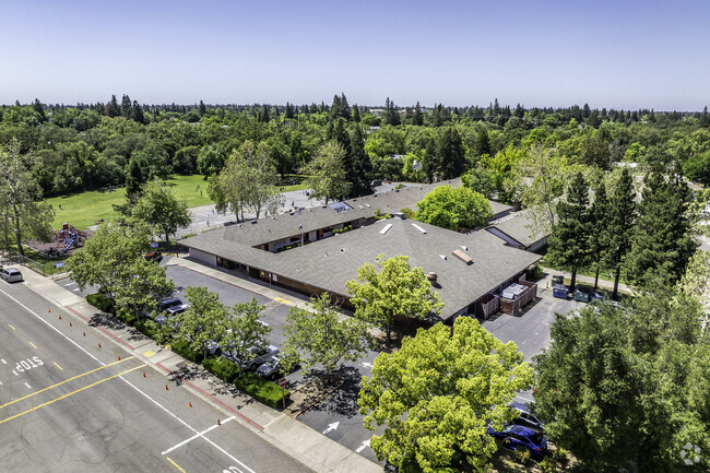 Trajan Elementary School offers a sprawling campus when viewed from above.