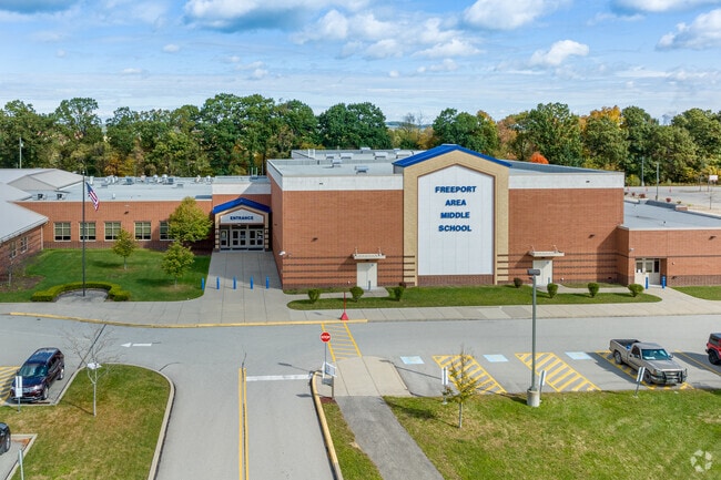 The Freeport Area Middle School shares the same property as the high school.