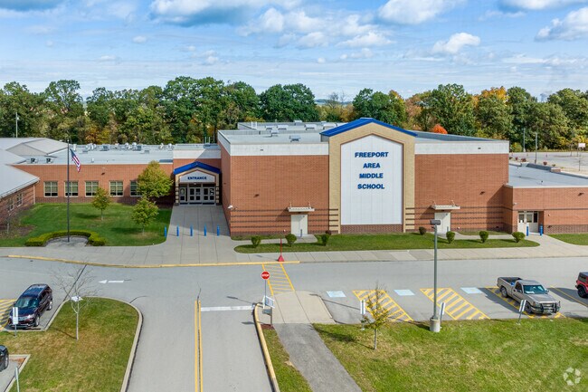 The Freeport Area Middle School shares the same property as the high school.