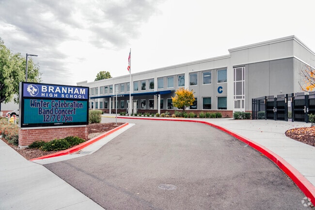The entrance of Branham High School in San Jose, California.