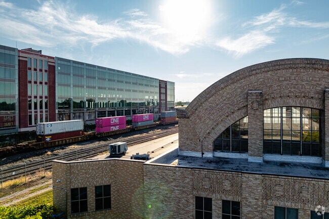 The South Shore Freight Line follows the south edge of the Saint Joseph River near Sunnymede.