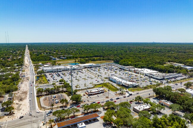 An aerial view of Bloomingdale Square in Bloomingdale.