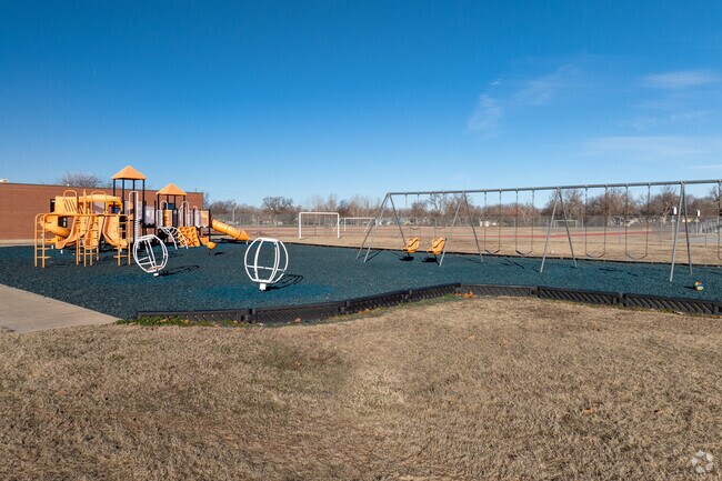 Kids can climb on the playground at Bryant Opportunity Academy.