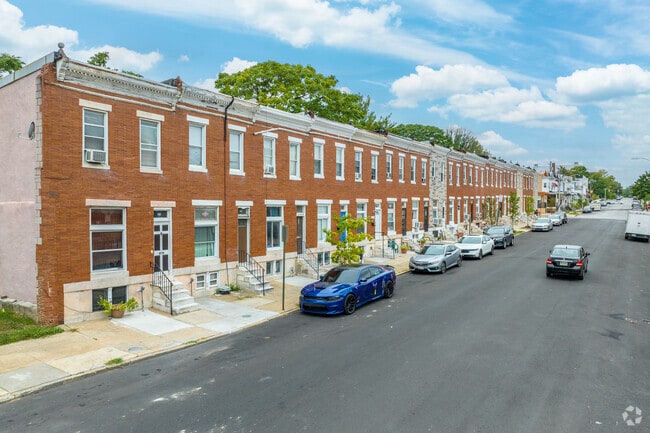 Stroll past Easterwood’s timeless brick row homes.