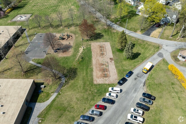 Playground sets to jump around on at Elm Drive Elementary School in Millbrook, NY.