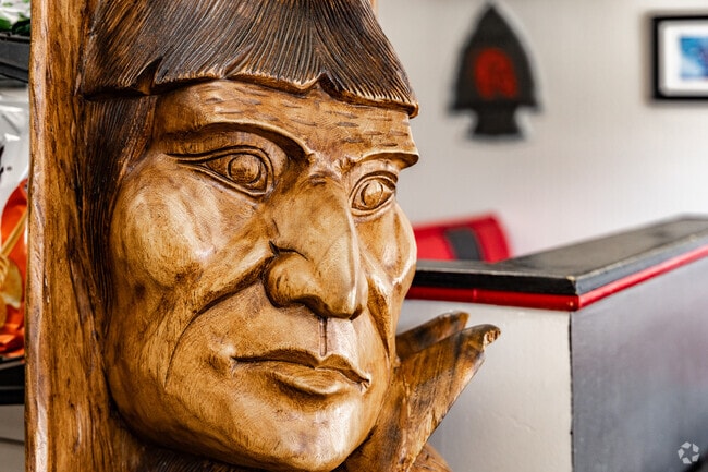 Wooden sculptures are created by local artists in the Jerome area.