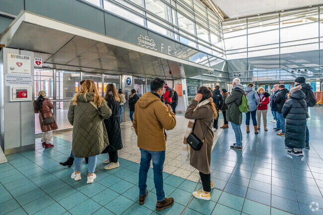 Residents headed to Wall Street  can take a five-minute ride on the Staten Island Ferry.