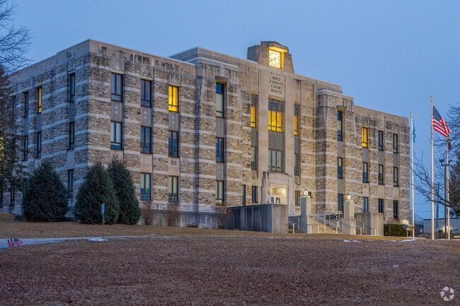The Rice County Courthouse in Faribault is an impressive example of Art Deco architecture.