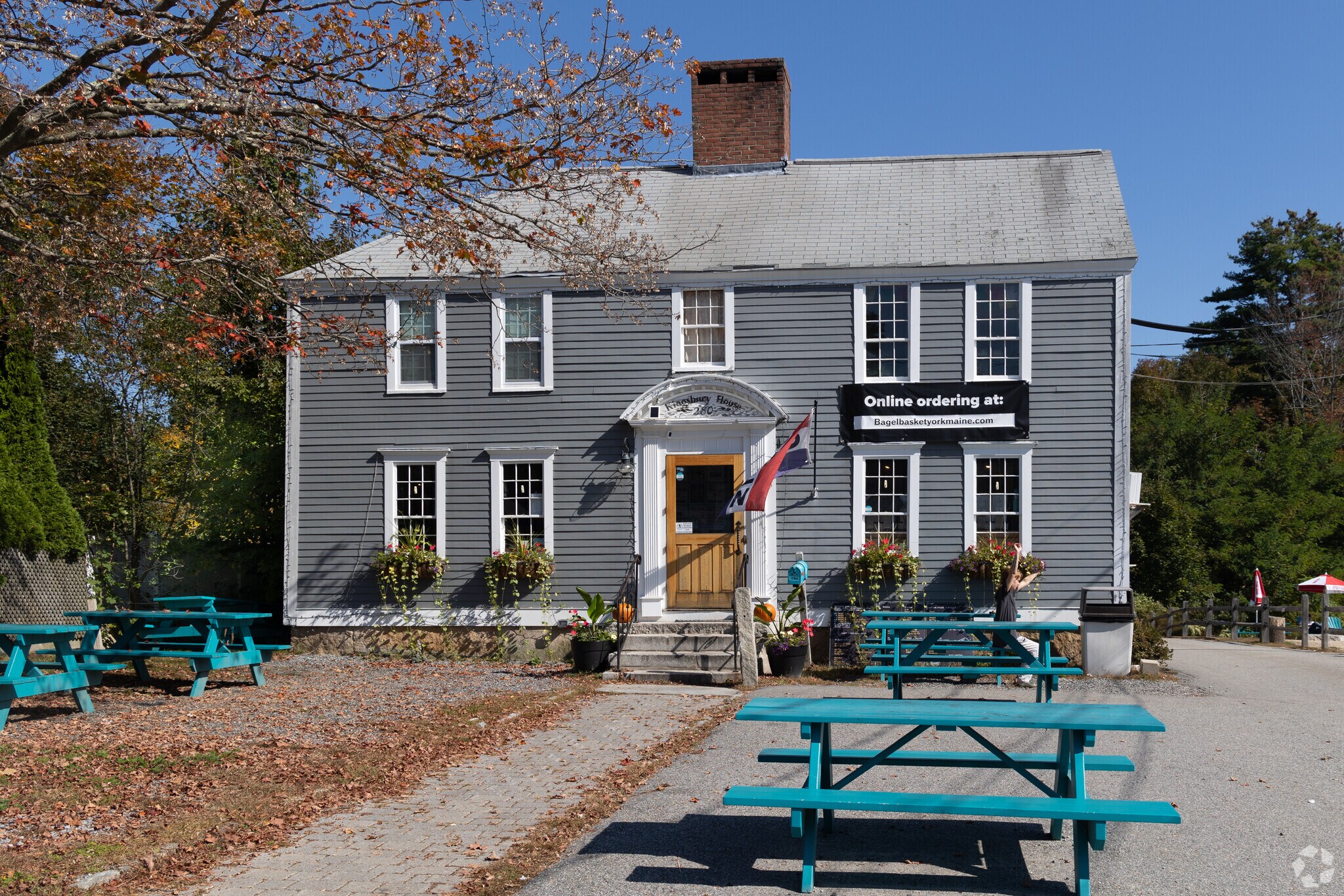 The Bagel Basket offers both indoor and outdoor seating in York Harbor.