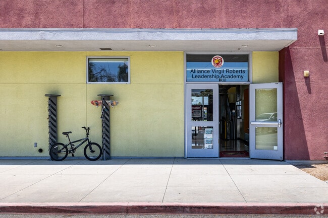 Alliance Middle Academy offers a bike and skateboard rack for Los Angeles, CA students.