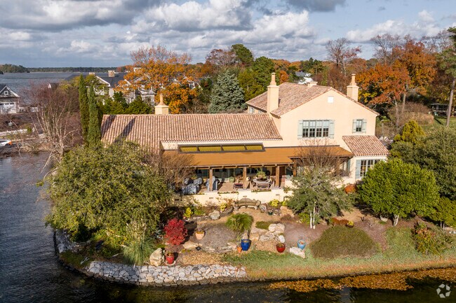 A large backyard on the water in Birdneck.