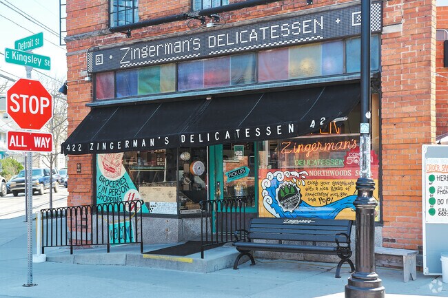 Zingerman’s Delicatessen is situated within the spread of Kerrytown Market and Shops.