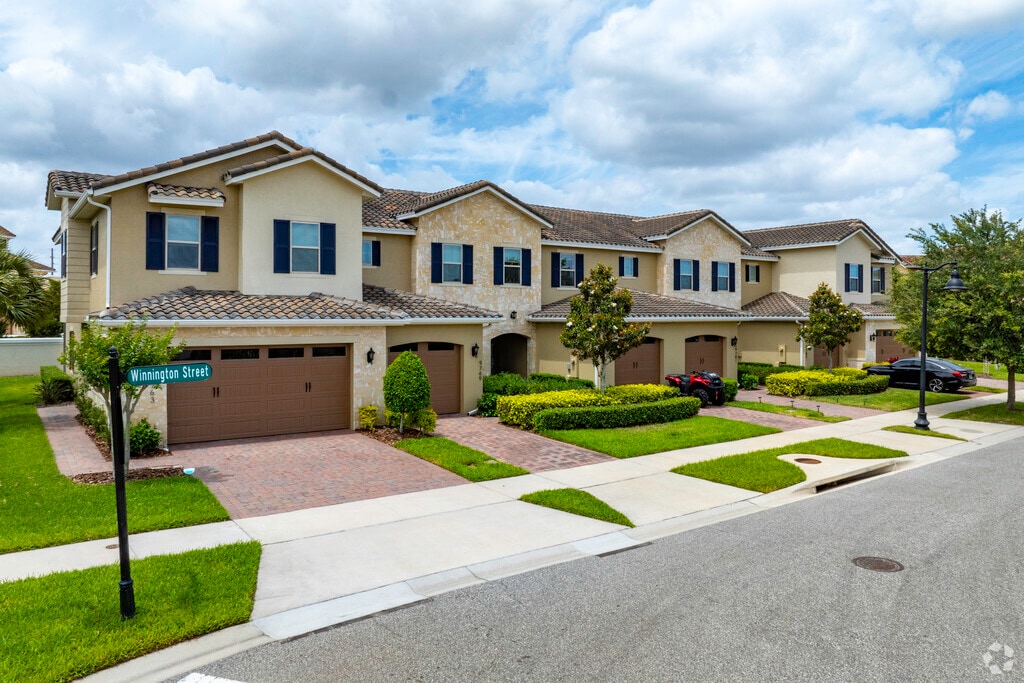 Spanish-influenced homes are common in Orlando's Eagle Creek neighborhood.