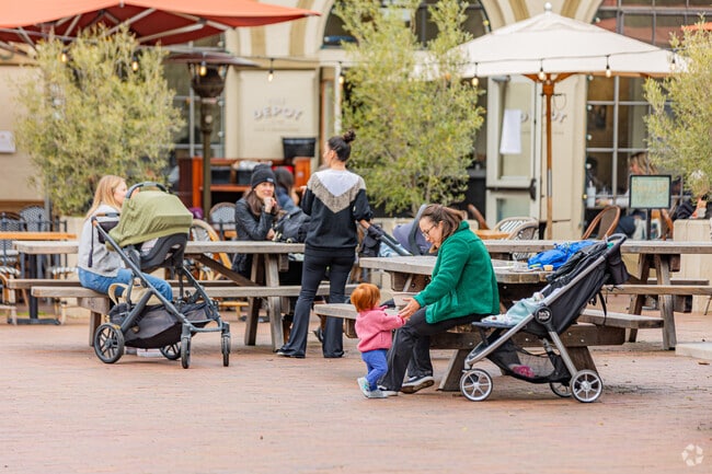 Families enjoy the quaint charm of downtown Mill Valley below Blithedale Canyon.
