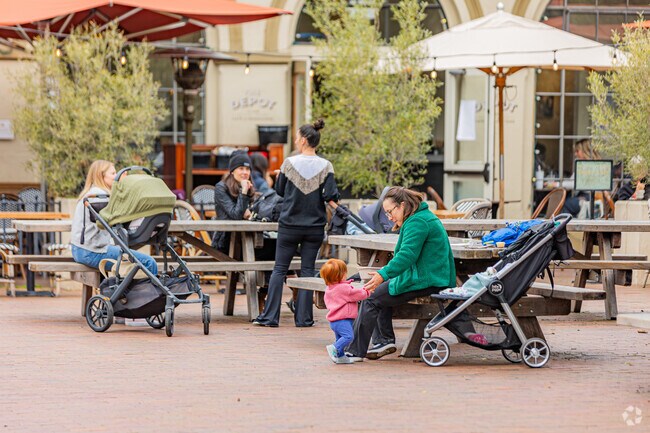 Families enjoy the quaint charm of downtown Mill Valley below Blithedale Canyon.