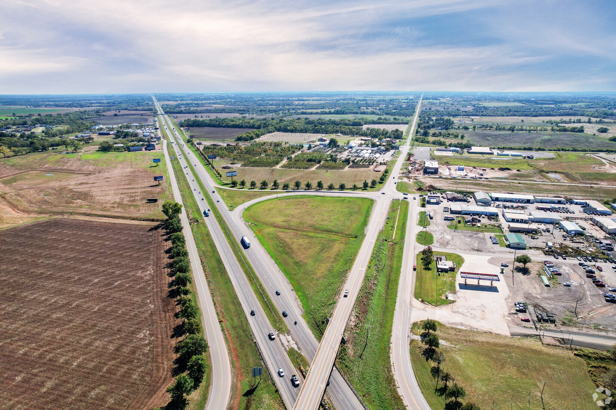Highway 35 easily connects Goldsby with other communities.