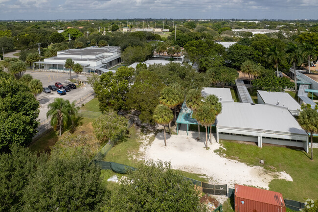 Aerial view of Peters Elementary School in Plantation, FL.