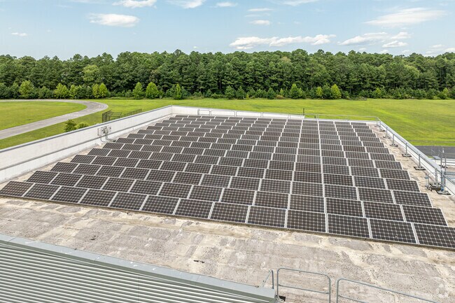 Much of Bennett Middle School's energy is renewable and comes from its solar array.