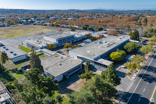 Vallejo Charter School offers a sprawling campus when viewed from above.