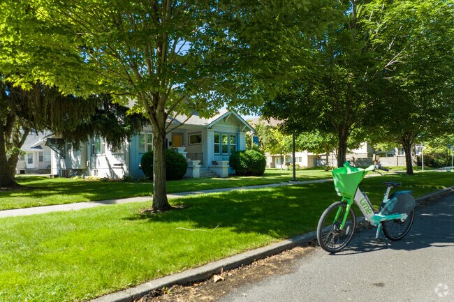 Lime bikes are popular in the Logan neighborhood.