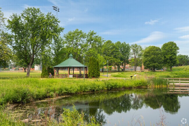 The gazebo near the pond in Smith Park.