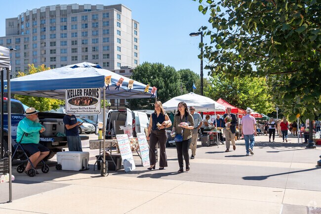 Get meats and fresh produce at Dane County Farmers' Market in Downtown Madison.