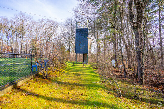 There's a large rock wall for outdoor activities at The Fenn School in Concord.