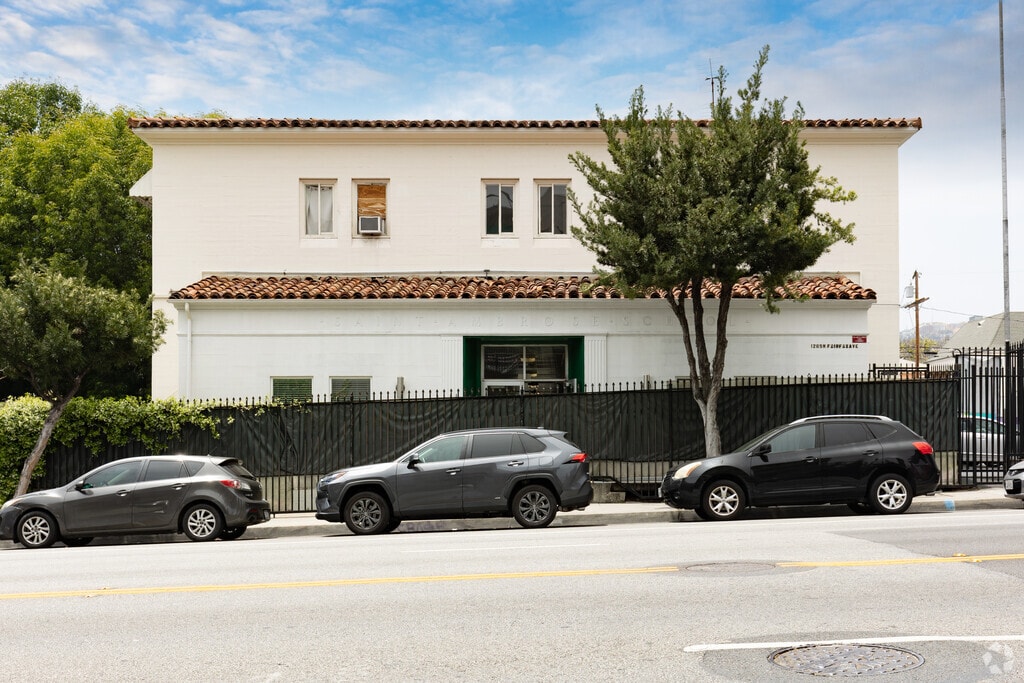 Gates surround the Larchmont Charter School entrance located in West Hollywood, CA.