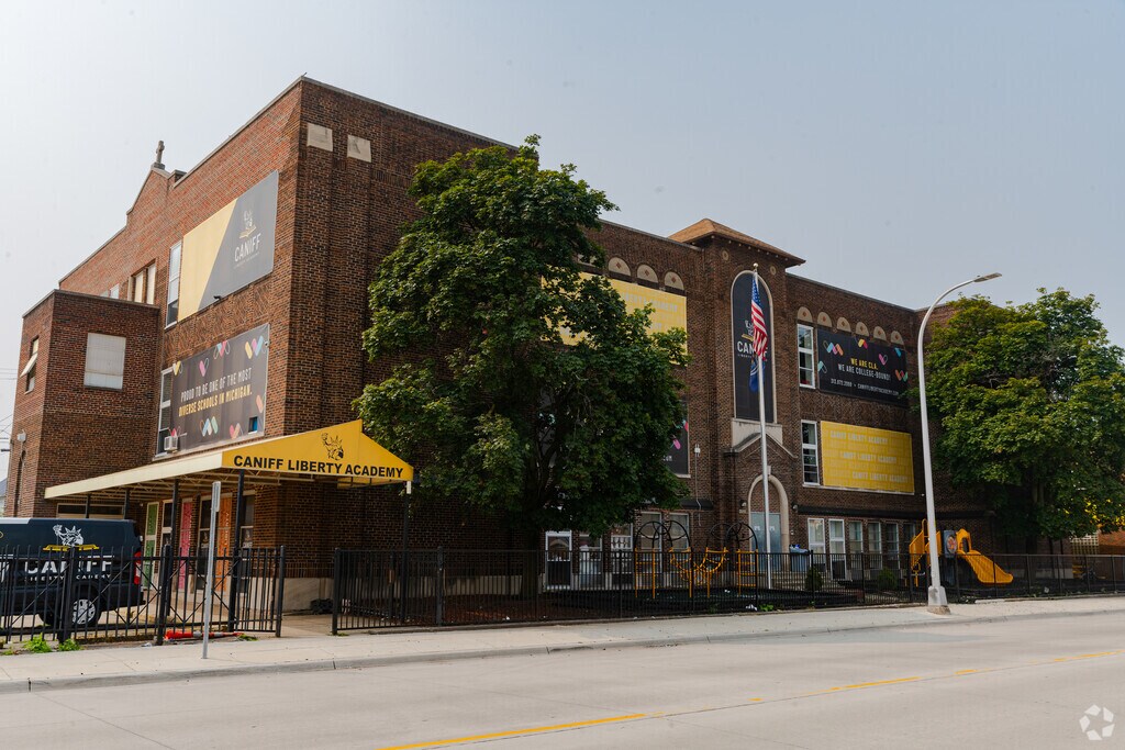 Caniff Liberty Academy front entrance and playground in Hamtramck.