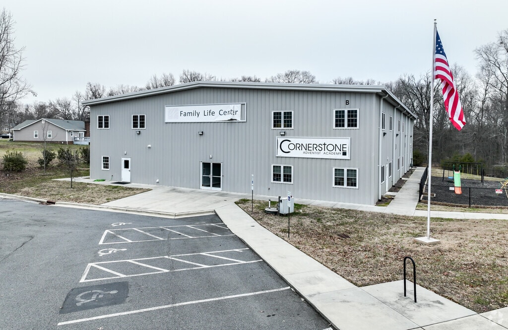 The entrance to Cornerstone Adventist Academy in Charlotte.